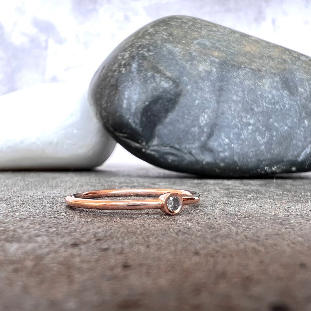 2mm Diamond Solitaire Rose Gold Stack Ring