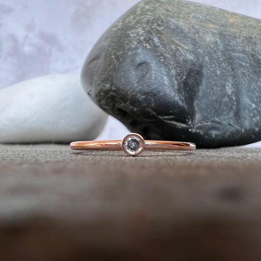 3mm Diamond Solitaire Rose Gold Stack Ring