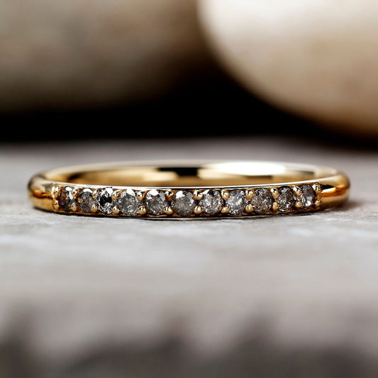 0.165ct Salt & Pepper Partial Eternity Diamond Ring (Yellow Gold)