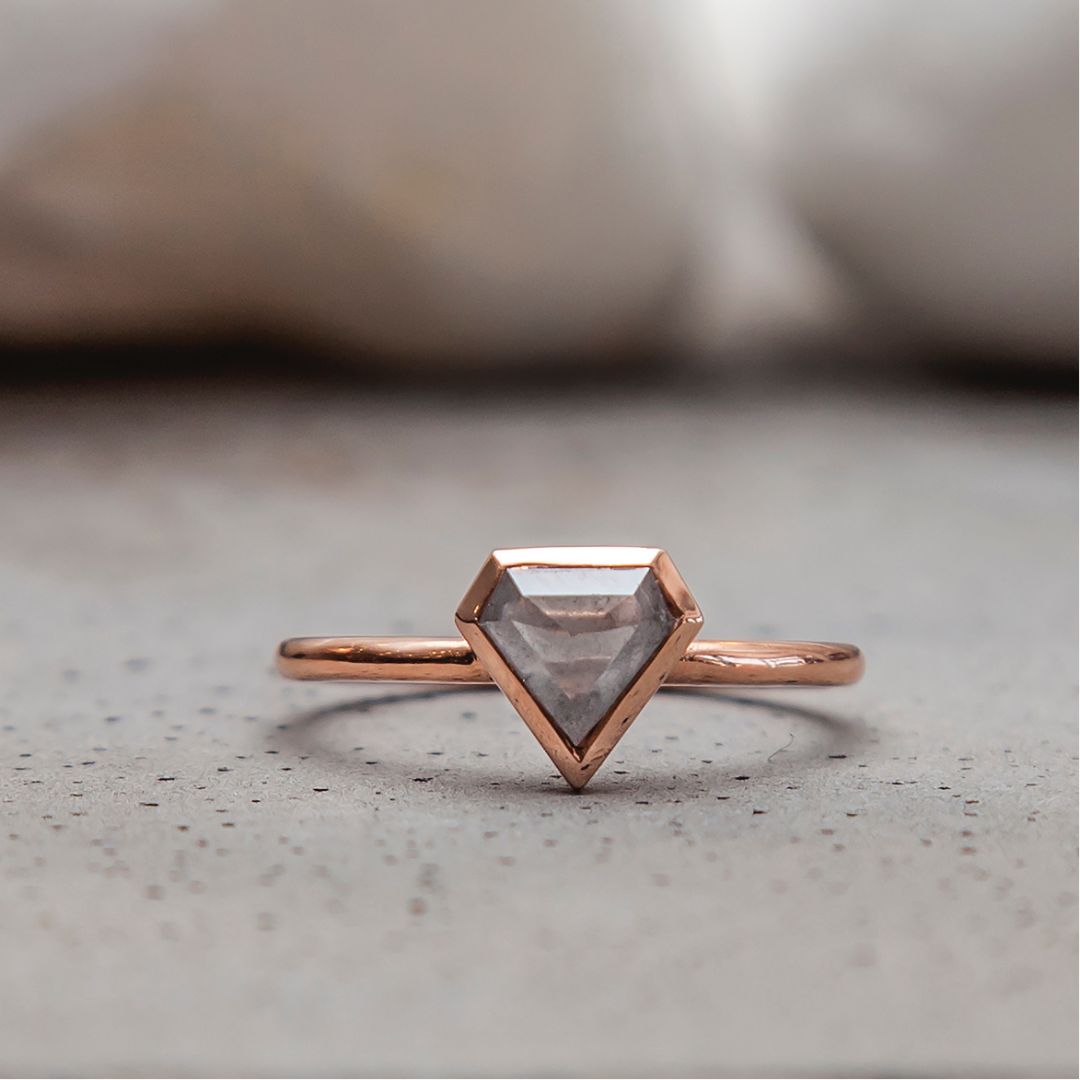0.63ct Shield Cut Salt & Pepper Diamond Ring (Rose Gold)