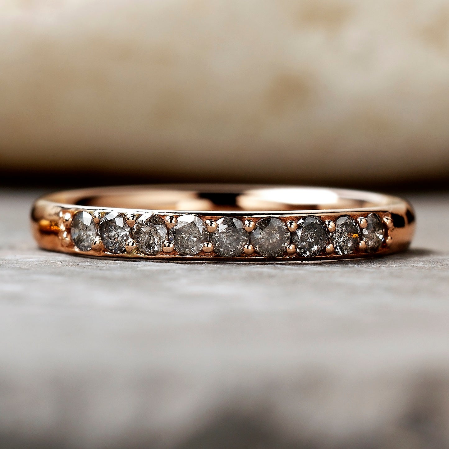 0.27ct Salt & Pepper Partial Eternity Diamond Ring (Rose Gold)